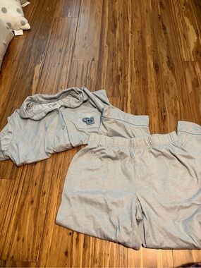Life Is Good Pale Blue and Grey Matching Pajama Set (Top and Pants)
